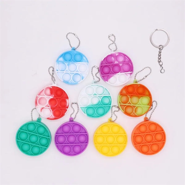 Round Push Bubble Pops Fidget Keychain
