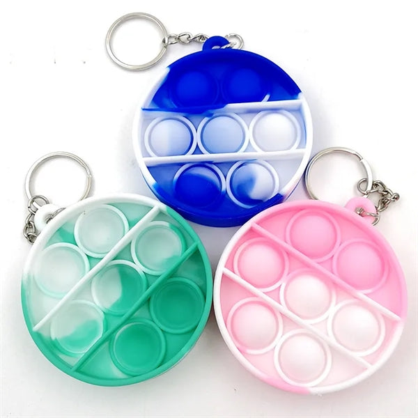 Round Push Bubble Pops Fidget Keychain
