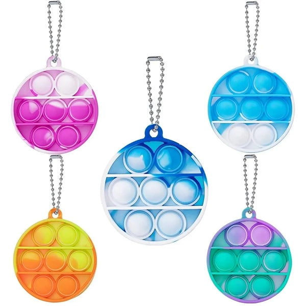 Round Push Bubble Pops Fidget Keychain