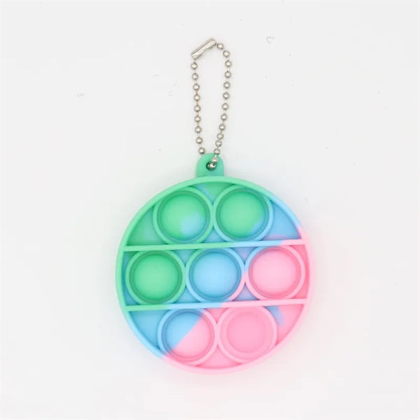 Round Push Bubble Pops Fidget Keychain