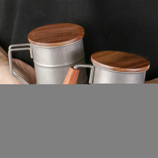 13oz 304 stainless steel outdoor mug with wood handle