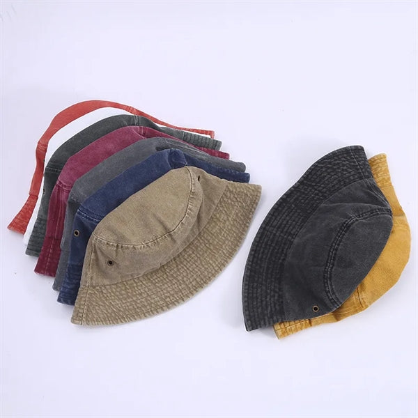 Washed cotton cowboy bucket hat