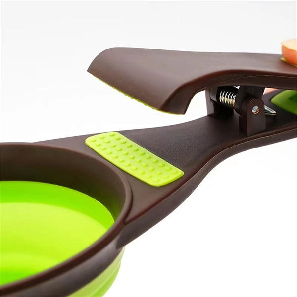 Collapsible Dog Food Scoop Measuring Cup Bag Clip