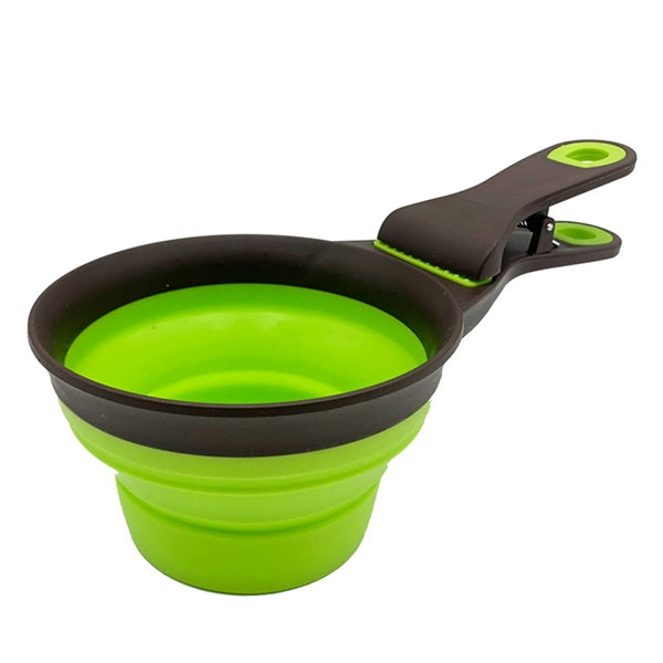 Collapsible Dog Food Scoop Measuring Cup Bag Clip