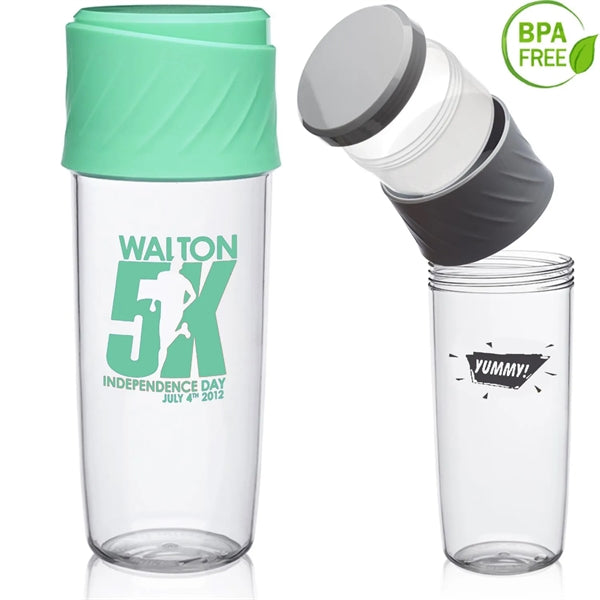 16 oz. BPA Free Dual Sip-N-Snack Plastic Sports Water Bottle