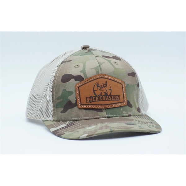 Outdoor Cap Structured Canvas Camo Trucker Hat with Patch