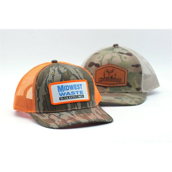 Outdoor Cap Structured Canvas Camo Trucker Hat with Patch