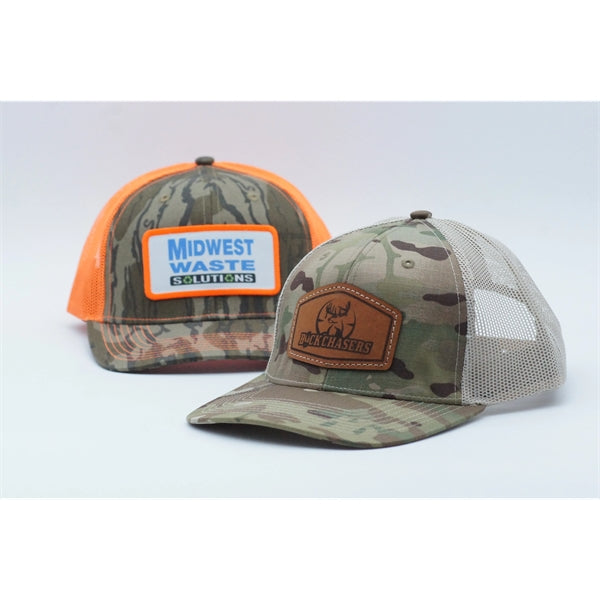 Outdoor Cap Structured Canvas Camo Trucker Hat with Patch