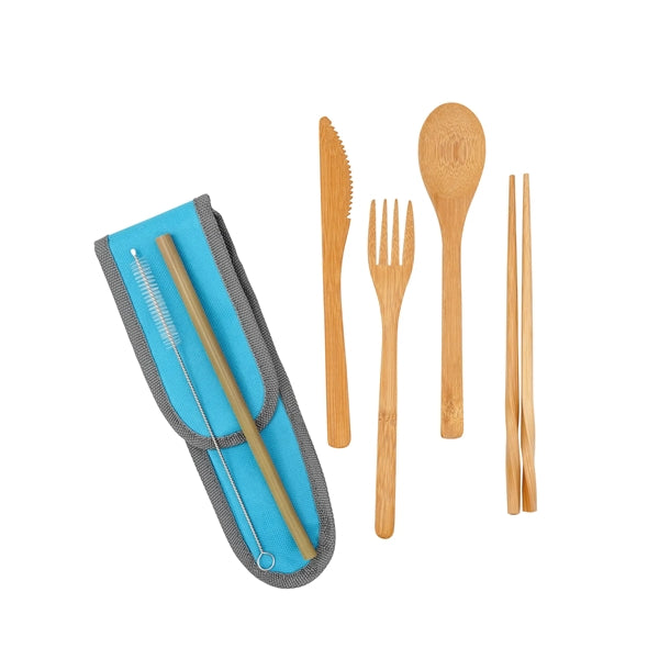 Logo Bamboo Tableware Portable Set Outdoor Camping