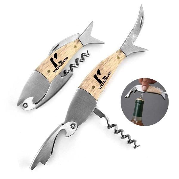 Multifunction Stainless Steel Fish Shaped Wine Beer Opener