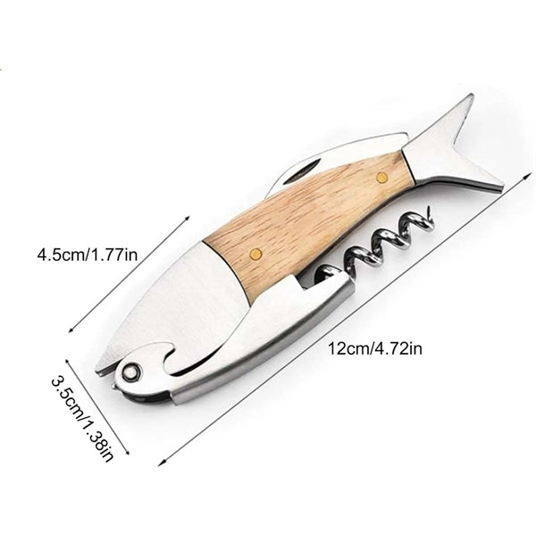 Multifunction Stainless Steel Fish Shaped Wine Beer Opener