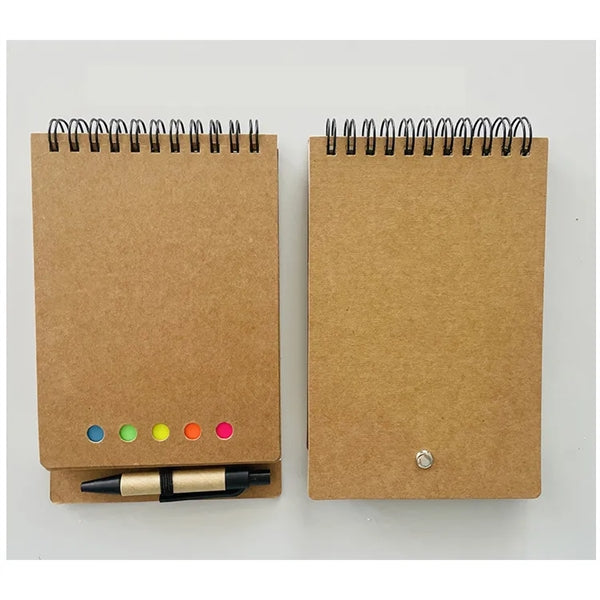 Spiral Notebook with Pen in Holder and Sticky Notes