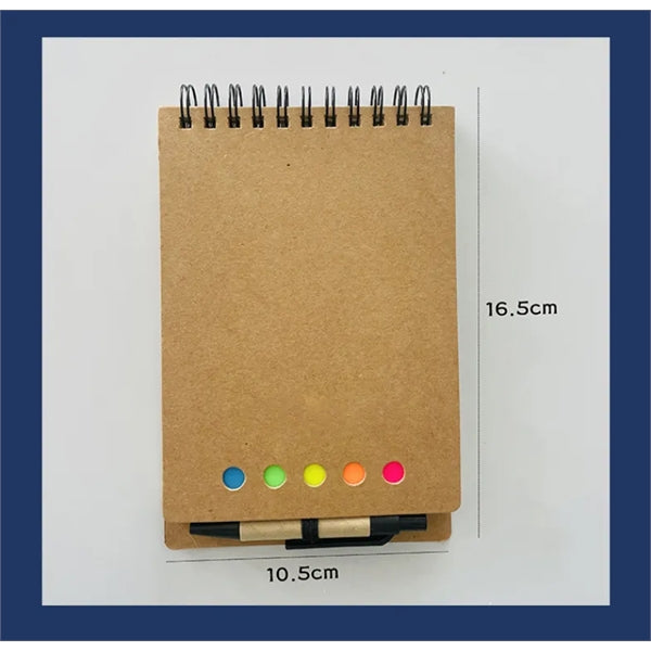 Spiral Notebook with Pen in Holder and Sticky Notes