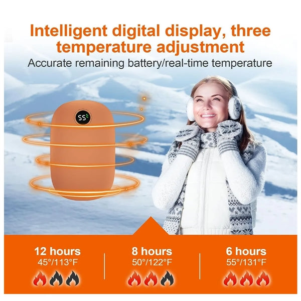 Rechargeable Digitl Display Hand Warmers With Power Bank