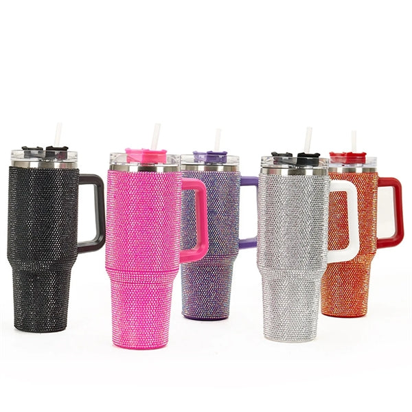 40 Oz Bling With Handle Rhinestones Tumbler
