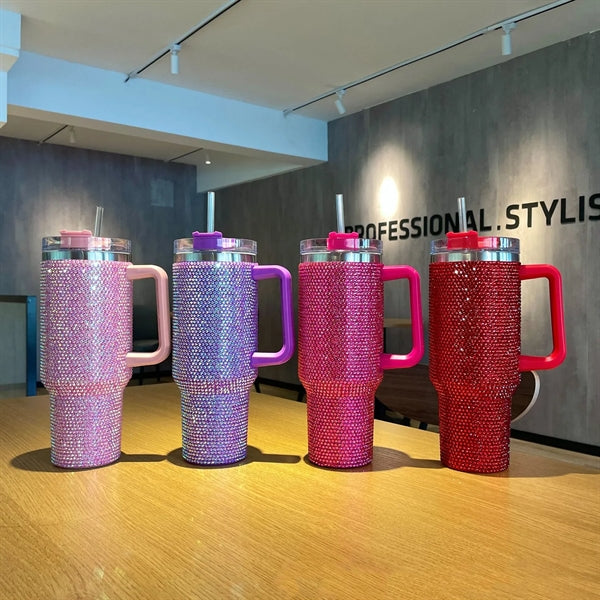 40 Oz Bling With Handle Rhinestones Tumbler