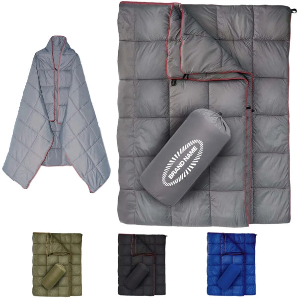 Branded Puffy Waterproof Camping Wearable Packable Blanket