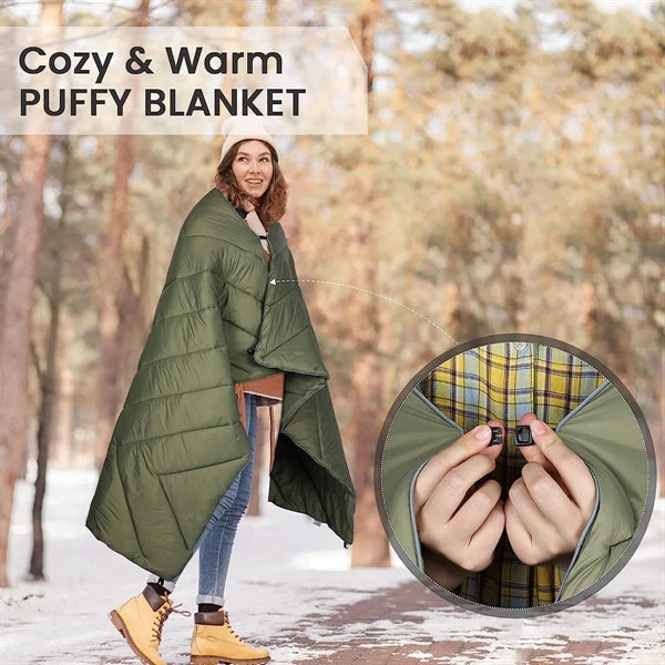 Branded Puffy Waterproof Camping Wearable Packable Blanket