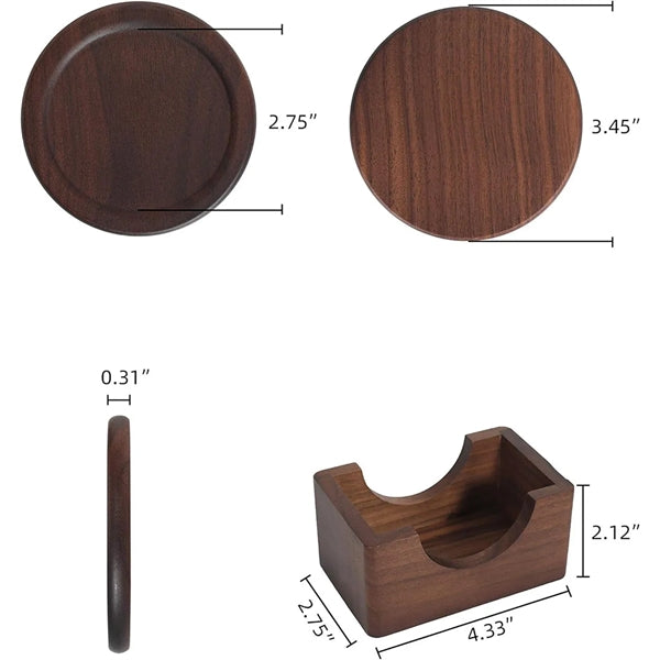 6pcs Round Wooden Coasters Set