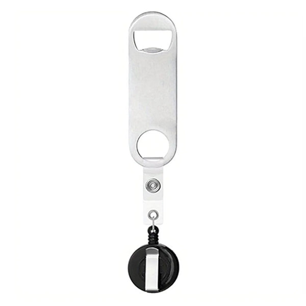 Stainless Steel Bottle Opener with Badge Reel