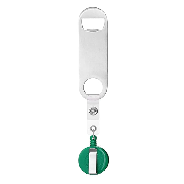 Stainless Steel Bottle Opener with Badge Reel