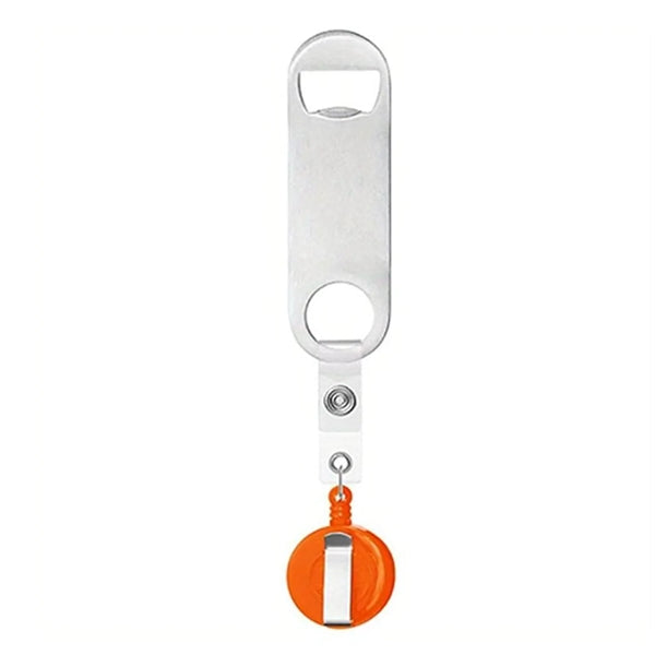 Stainless Steel Bottle Opener with Badge Reel