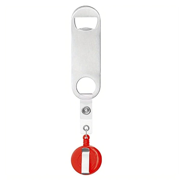 Stainless Steel Bottle Opener with Badge Reel