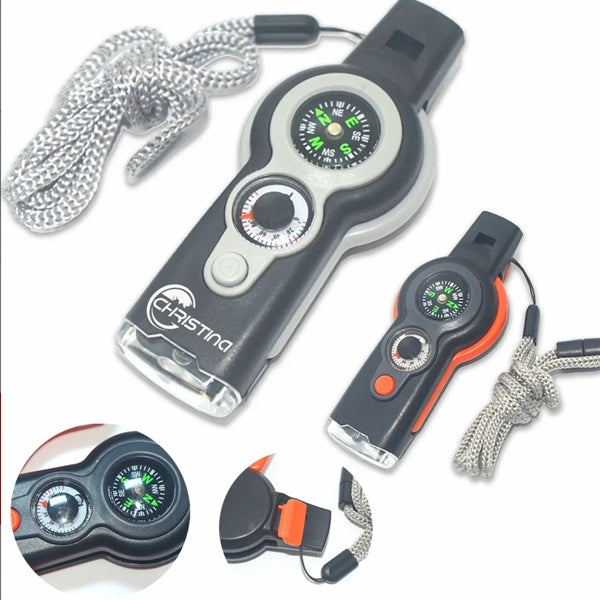 Lightweight 7 In 1 Multi-functional Survival Whistle