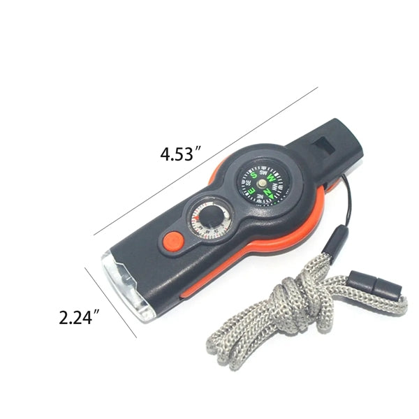 Lightweight 7 In 1 Multi-functional Survival Whistle