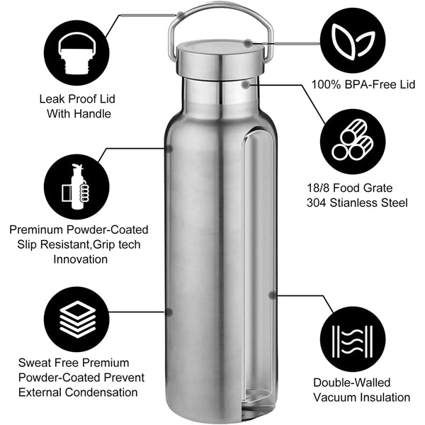 17oz Double Wall Stainless Steel Water Bottles with Handle