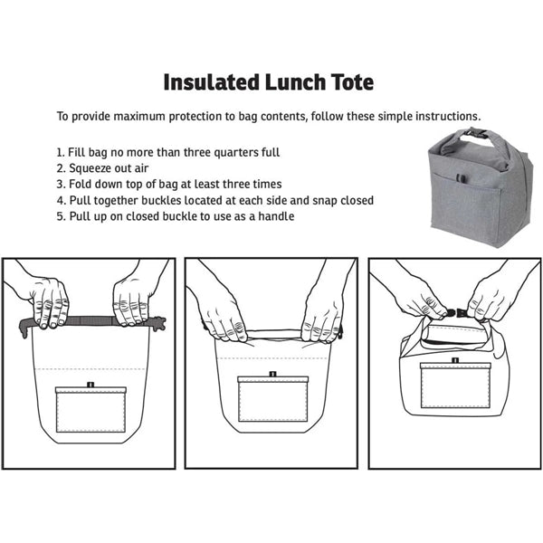 Large Capacity Durable Roll-top Insulated Lunch Tote Bag
