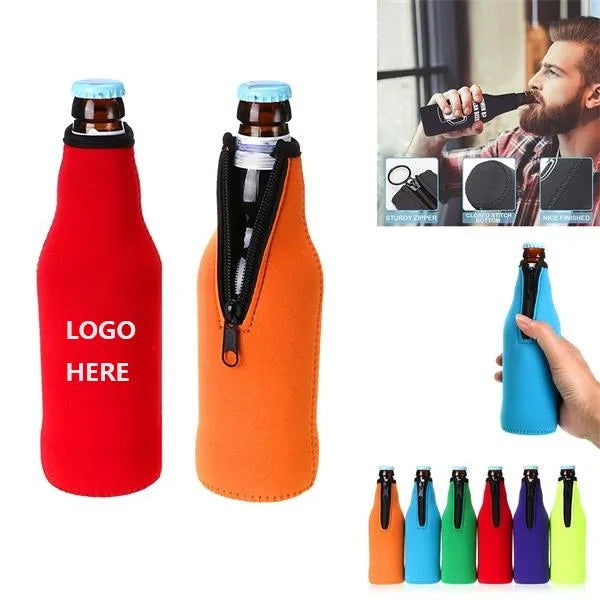 Neoprene Beer Bottle Cooler Sleeves Holder with zipper