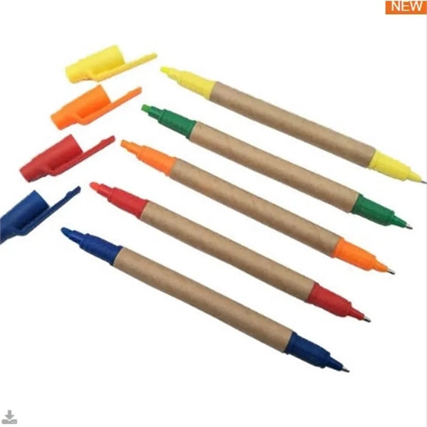 Dual Function Eco Friendly Ballpoint Pen With Highlighter