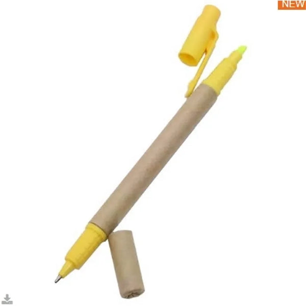 Dual Function Eco Friendly Ballpoint Pen With Highlighter