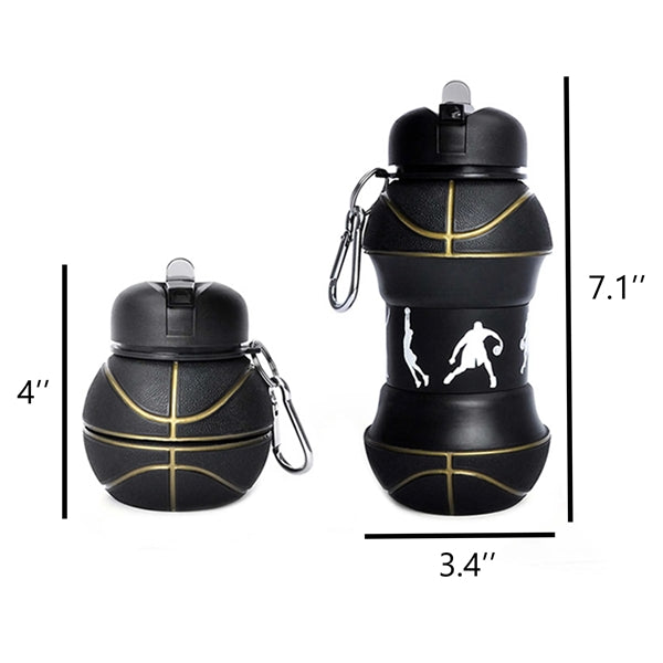 18 Oz Collapsible Ball Shape Water Bottle With Carabiner