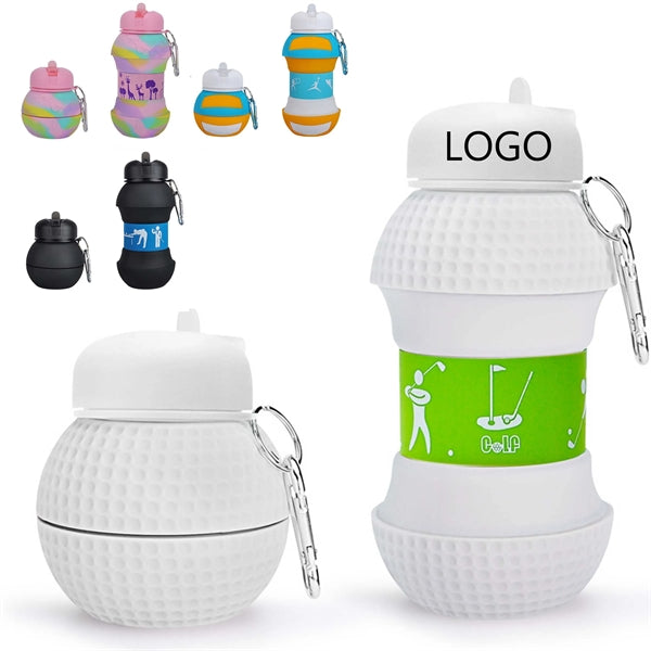 18 Oz Folding Ball Shape Water Bottle With Carabiner