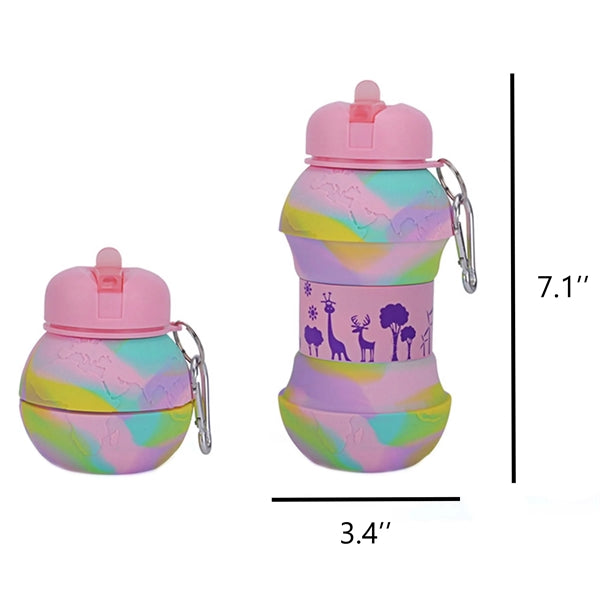 18 Oz Folding Ball Shape Water Bottle With Carabiner