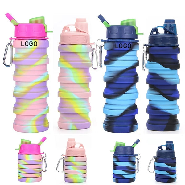 17 Oz Silicone Folding Sport Water Bottle Collapsible