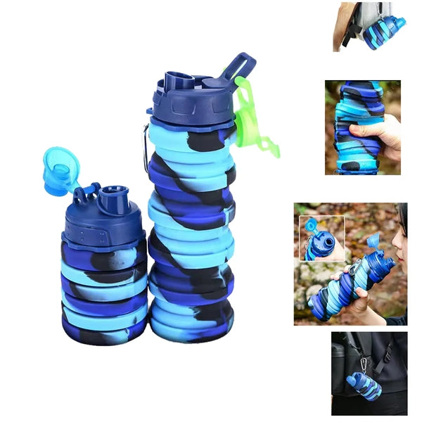 17 Oz Silicone Folding Sport Water Bottle Collapsible