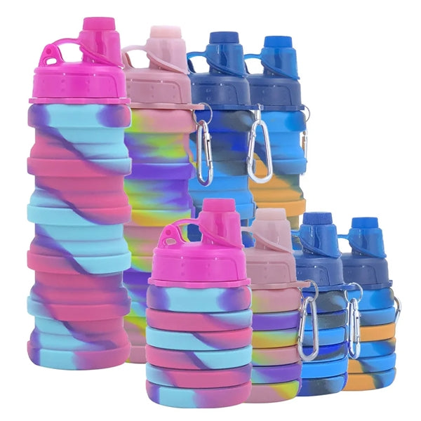 17 Oz Silicone Folding Sport Water Bottle Collapsible