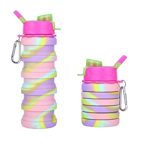 17 Oz Silicone Folding Sport Water Bottle Collapsible