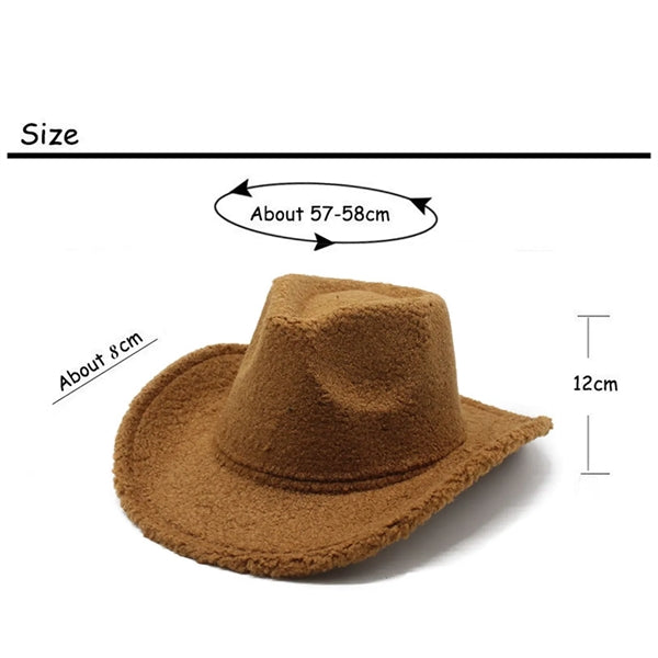 Classic Outdoor Lambhair Western Cowboy Cowgirl Hats
