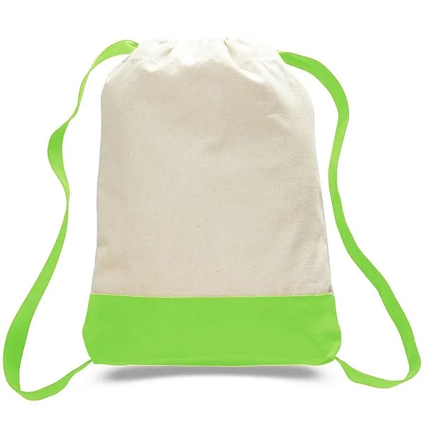 12oz Drawstring Backpack Bag with Color Bottom
