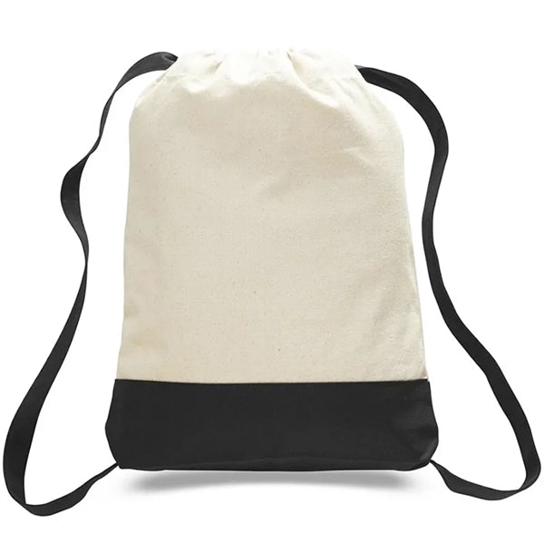 12oz Drawstring Backpack Bag with Color Bottom