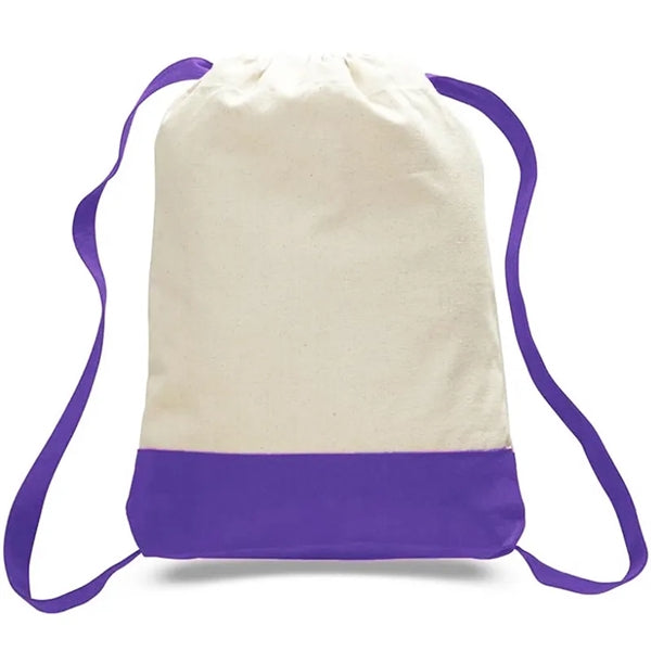 12oz Drawstring Backpack Bag with Color Bottom