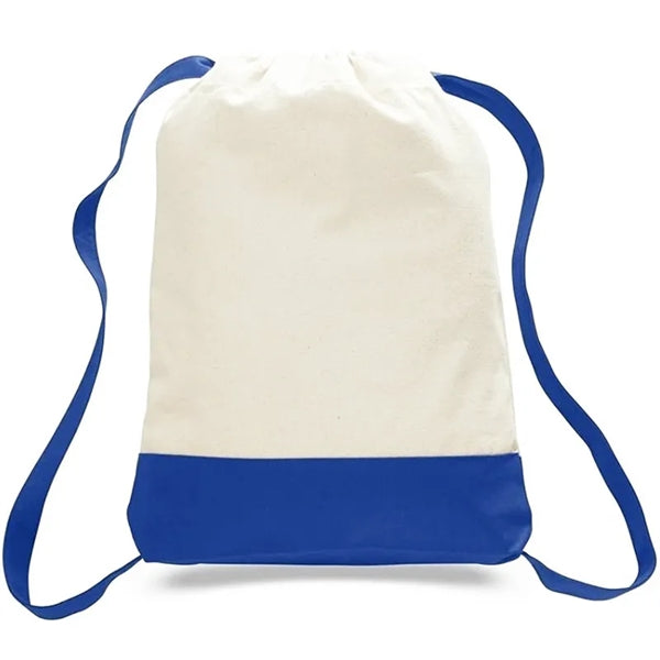 12oz Drawstring Backpack Bag with Color Bottom