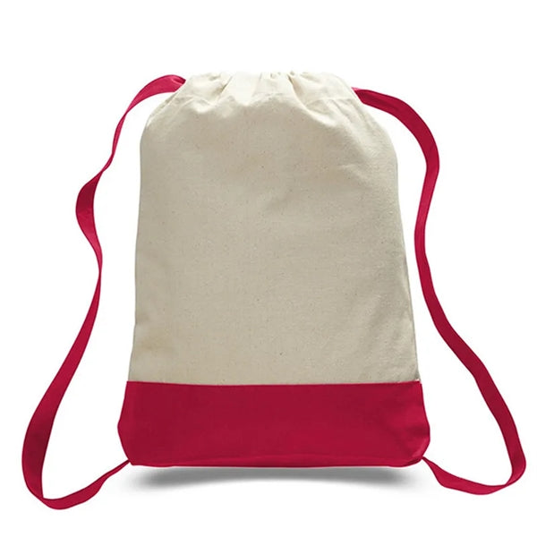 12oz Drawstring Backpack Bag with Color Bottom