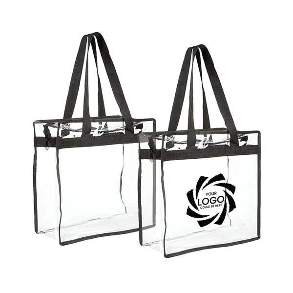 Clear zip top box tote