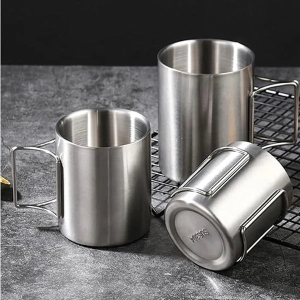 Stainless Steel Outdoors Camping Cup Foldable Handles