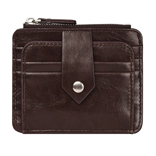 Anti-degaussing Zipper Button PU Card Holder
